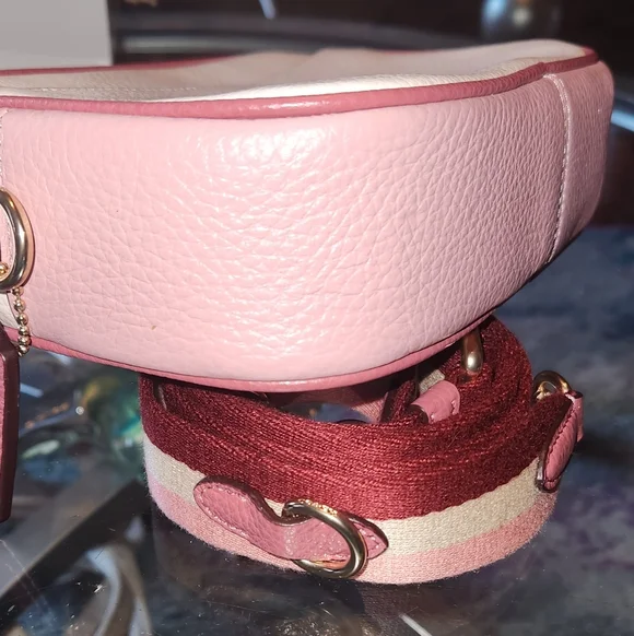 Coach Pink and White Heart Motif Crossbody Bag - Picture 5 of 7